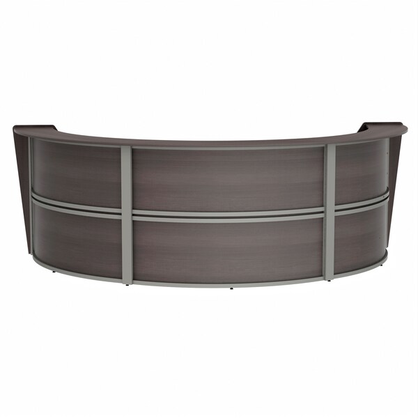 Reception Desk 71 in D X 46 in H, 11.9 ft W X Thermofused Laminate, Mocha